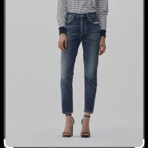 Citizens of Humanity Liya High Rise Crop Button Fly Distressed Jeans Women's 26